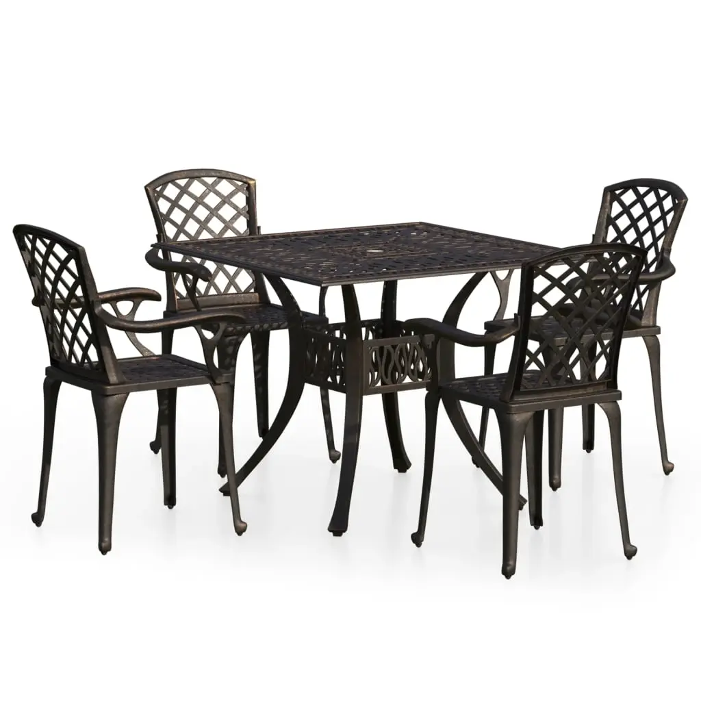 5 Piece Bistro Set Cast Aluminium Bronze 3070613 - Furniture