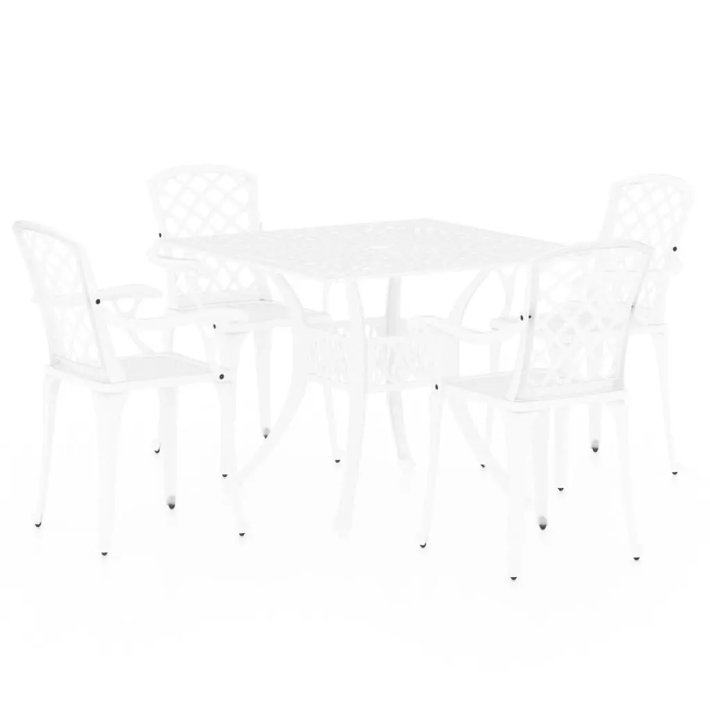 5 Piece Bistro Set Cast Aluminium White 3070615 - Furniture