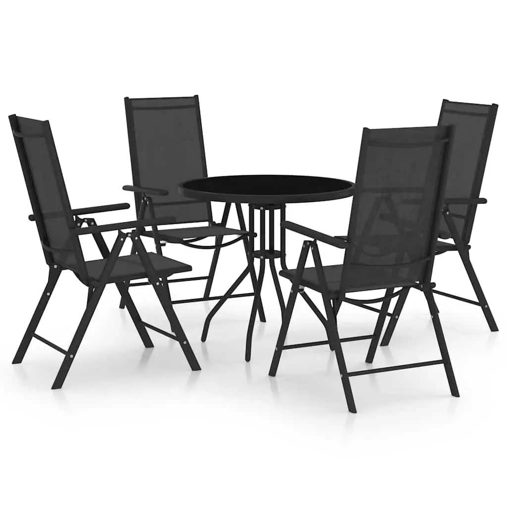 5 Piece Garden Dining Set Aluminium and Textilene Black 3070656 - Furniture