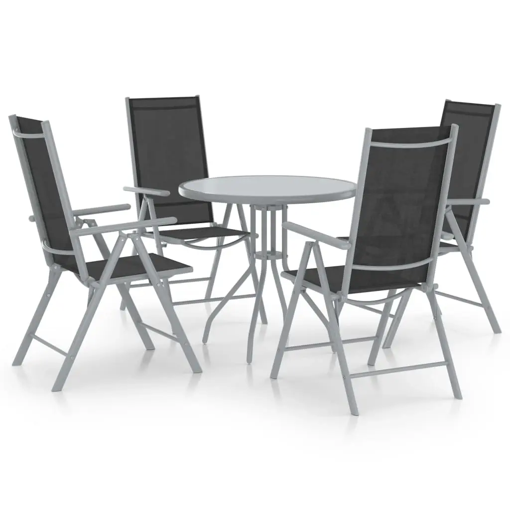 5 Piece Garden Dining Set Aluminium and Textilene Silver 3070657 - Furniture