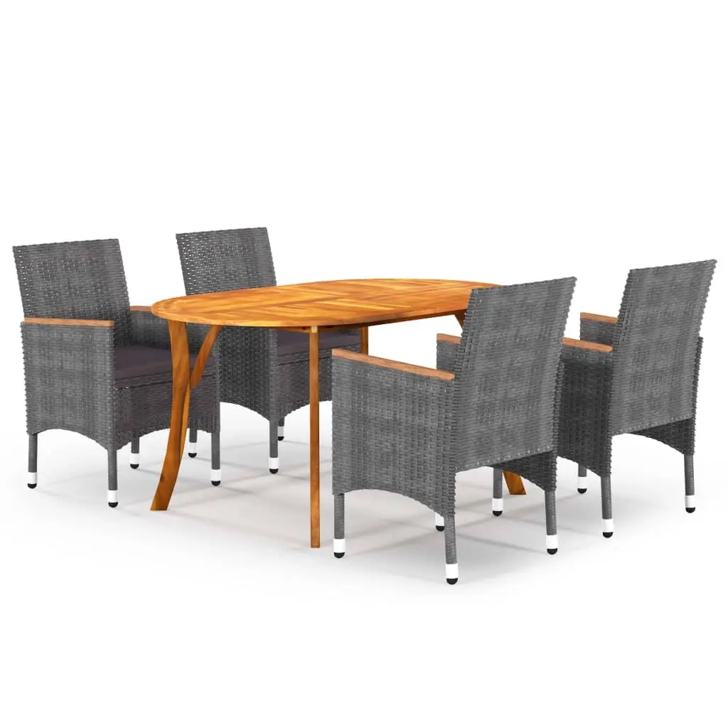 5 Piece Garden Dining Set Grey 3071988 - Furniture