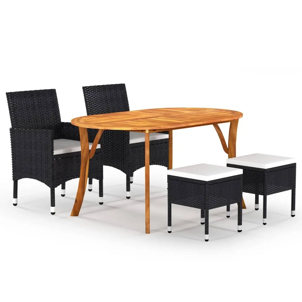 5 Piece Garden Dining Set Black 3071989 - Furniture