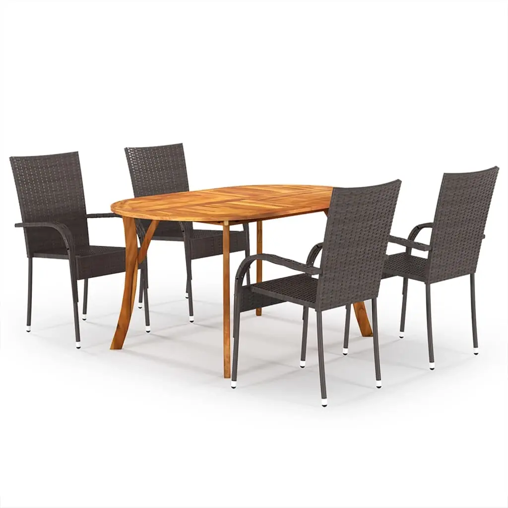 5 Piece Garden Dining Set Brown 3071999 - Furniture