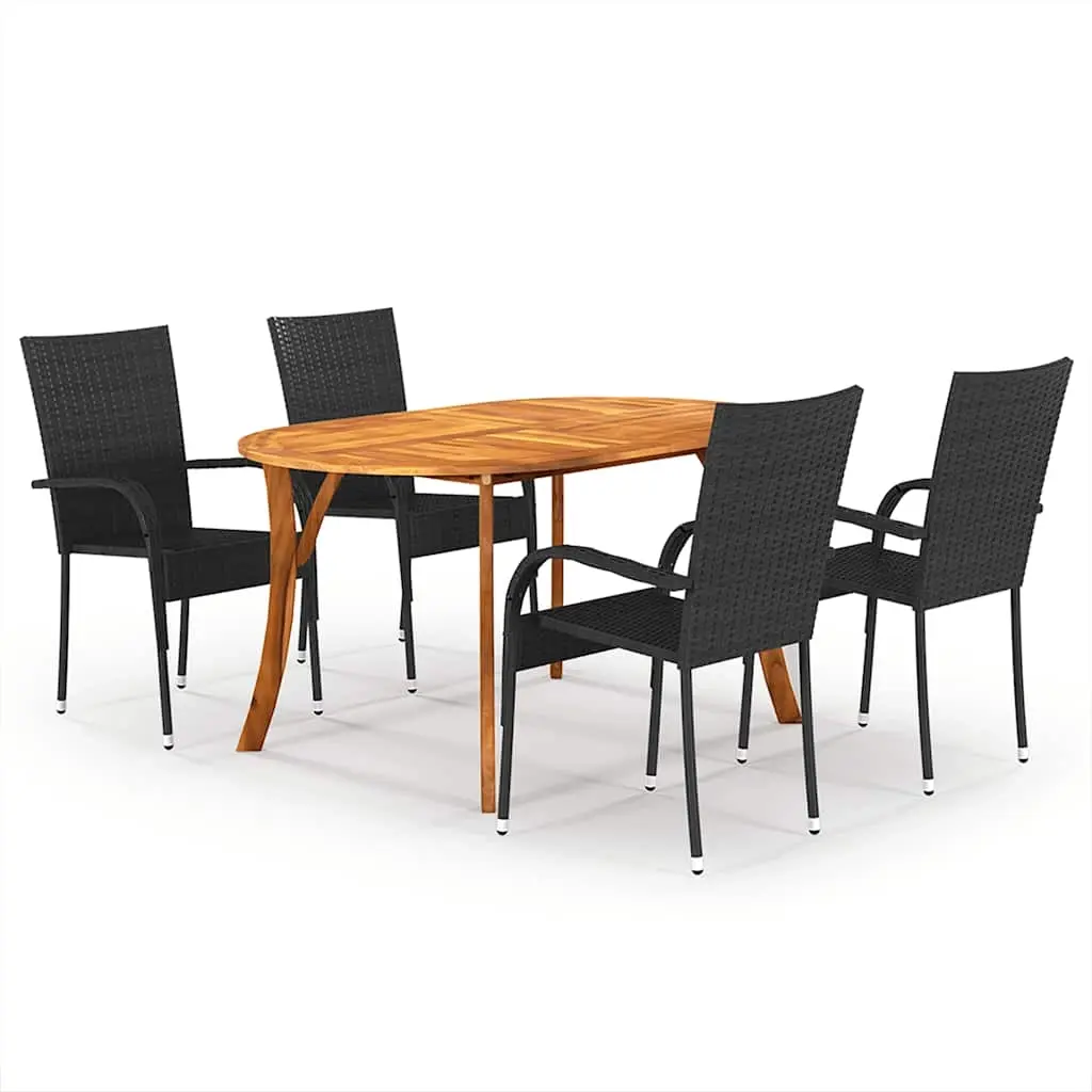 5 Piece Garden Dining Set Black 3072000 - Furniture