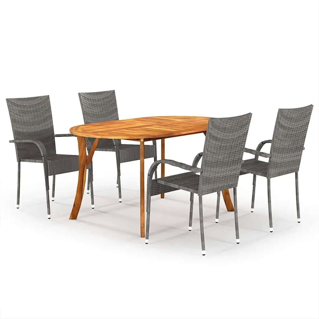 5 Piece Garden Dining Set Grey 3072001 - Furniture