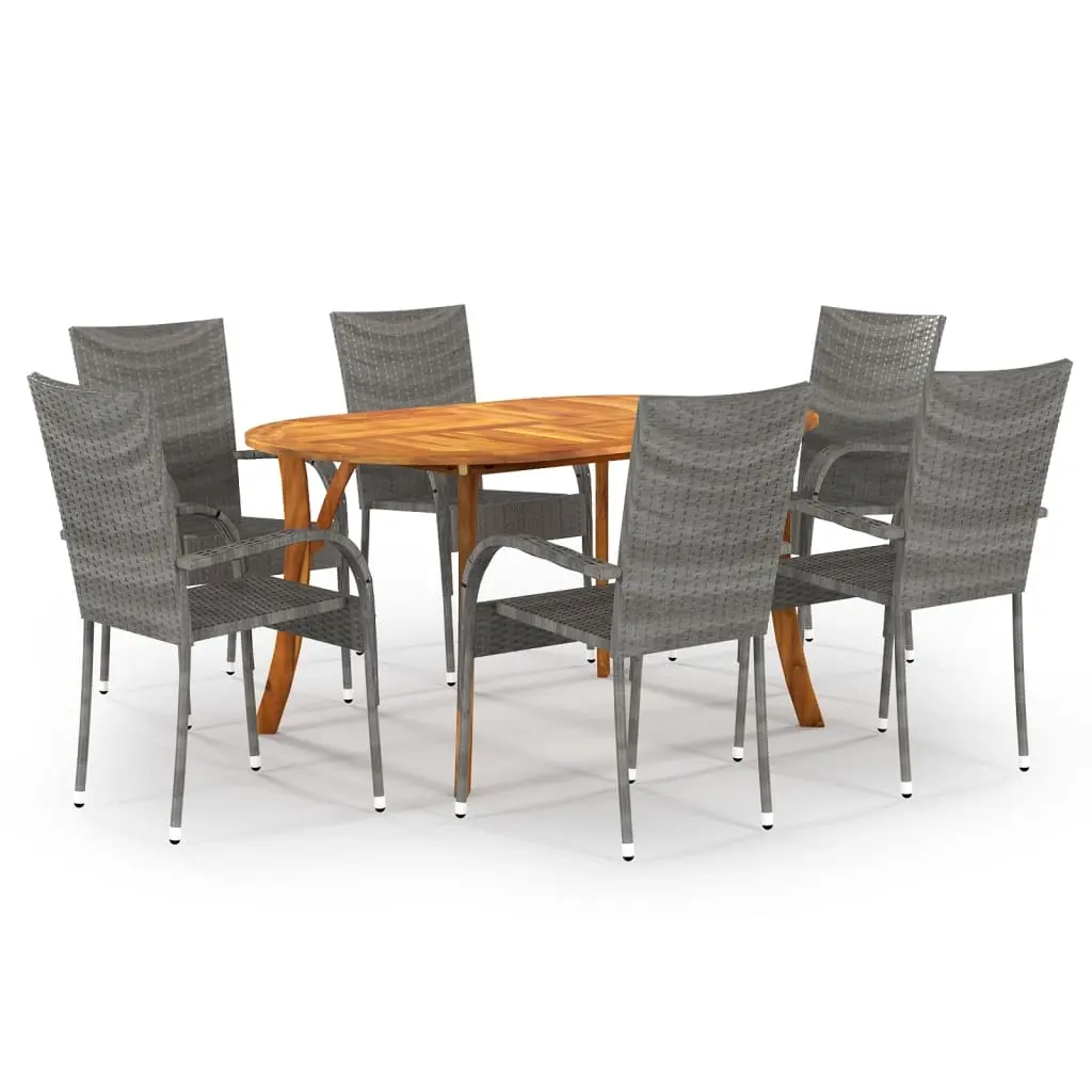 7 Piece Garden Dining Set Grey 3072004 - Furniture