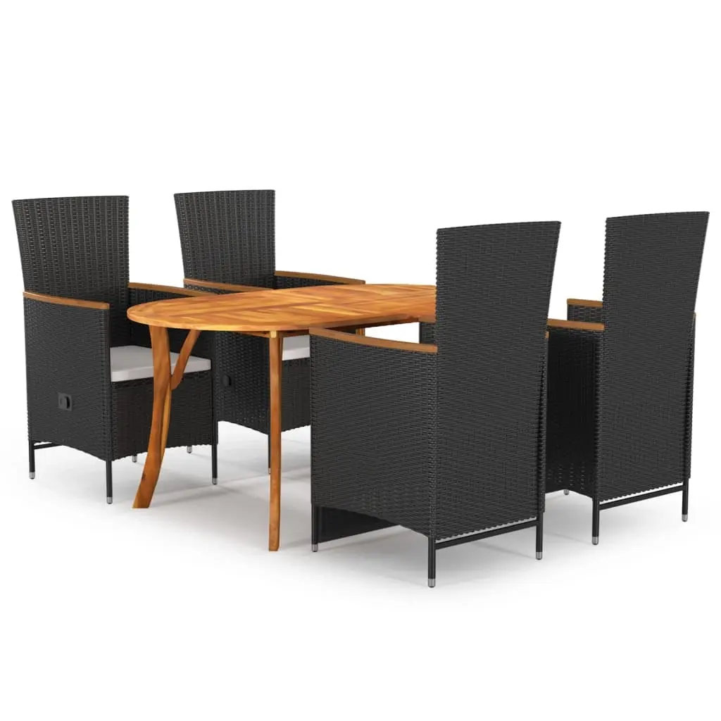 5 Piece Garden Dining Set Black 3072020 - Furniture