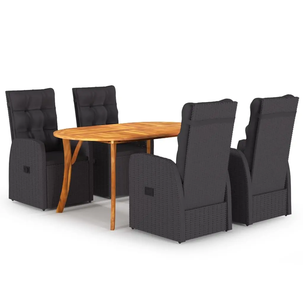 5 Piece Garden Dining Set Black 3072026 - Furniture