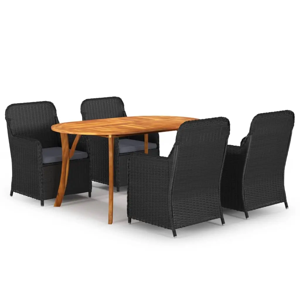 5 Piece Garden Dining Set Black 3072031 - Furniture