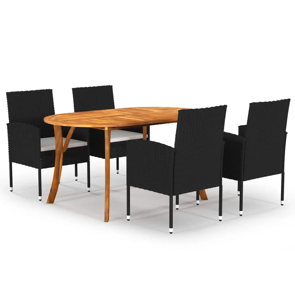 5 Piece Garden Dining Set Black 3072041 - Furniture