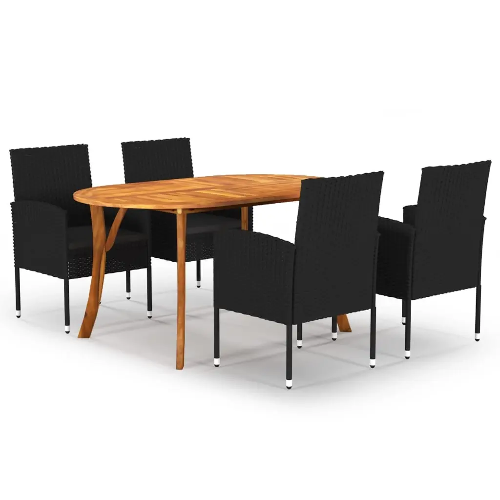 5 Piece Garden Dining Set Black 3072043 - Furniture