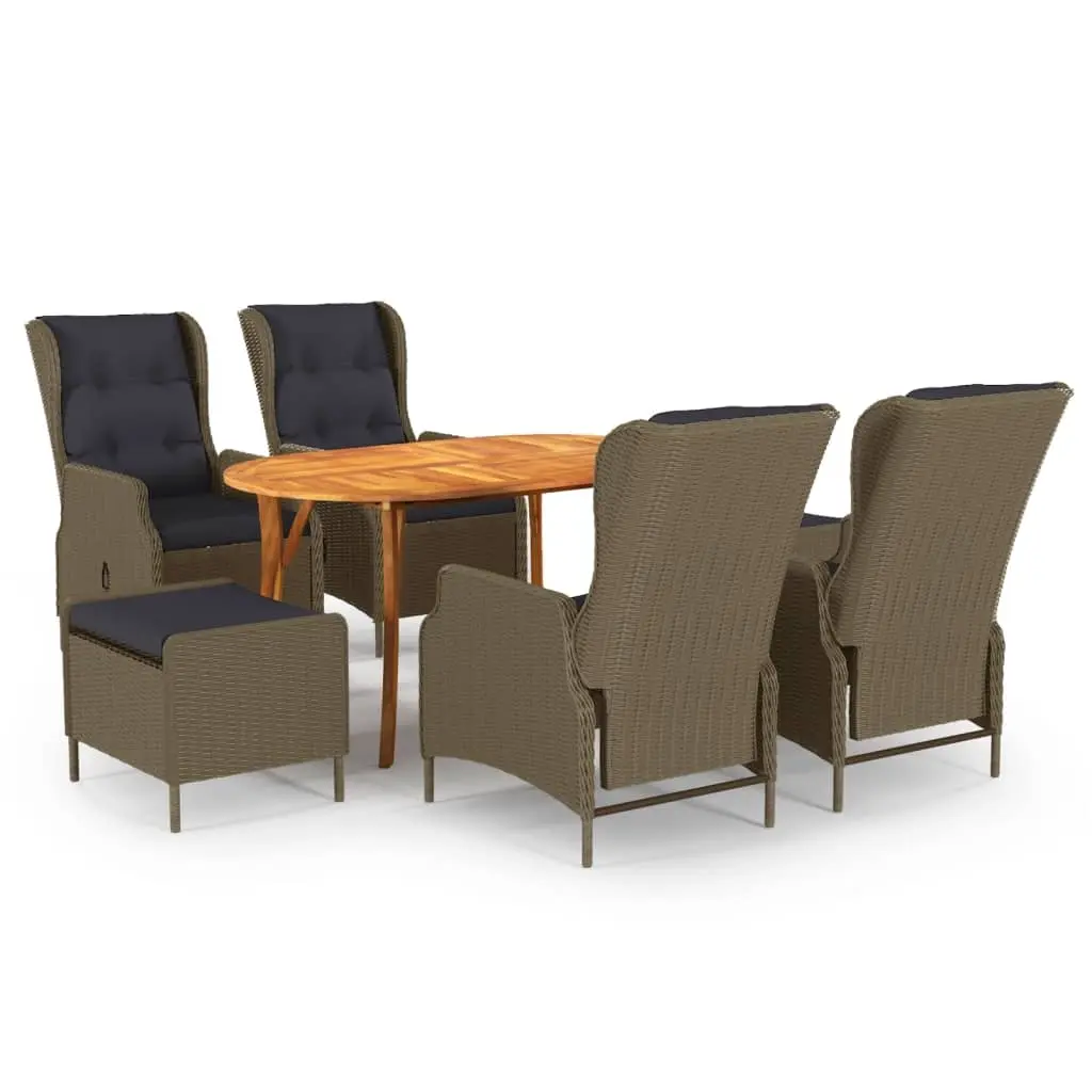 7 Piece Garden Dining Set Brown 3072049 - Furniture