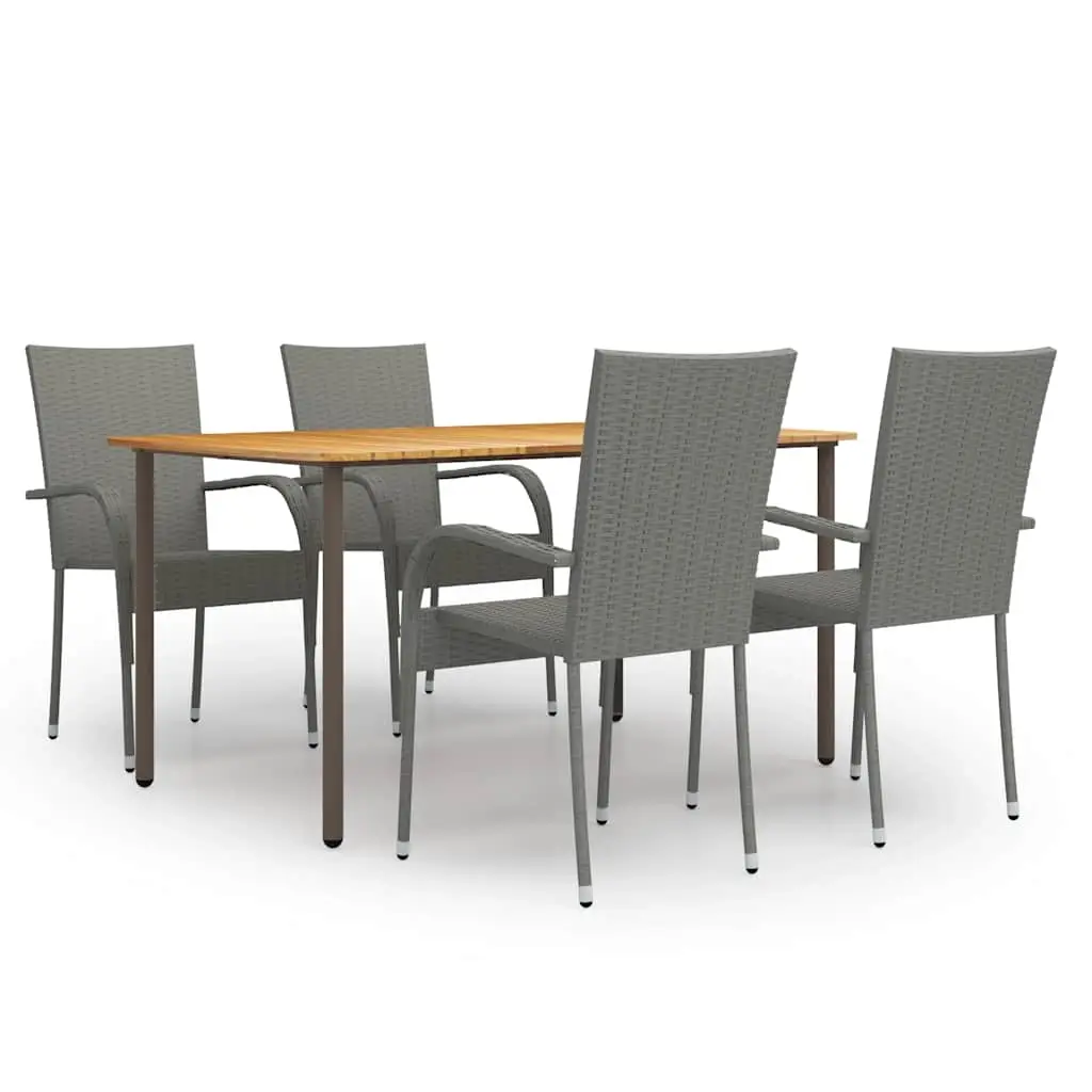 5 Piece Garden Dining Set Poly Rattan Grey 3072493 - Furniture