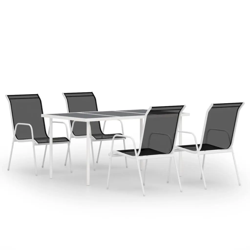 5 Piece Outdoor Dining Set Steel Black 3072512 - Furniture
