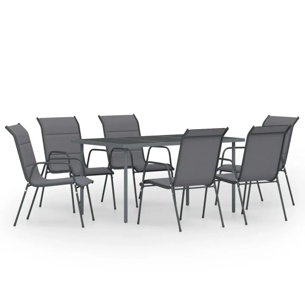 7 Piece Outdoor Dining Set Steel Anthracite 3072513 - Furniture