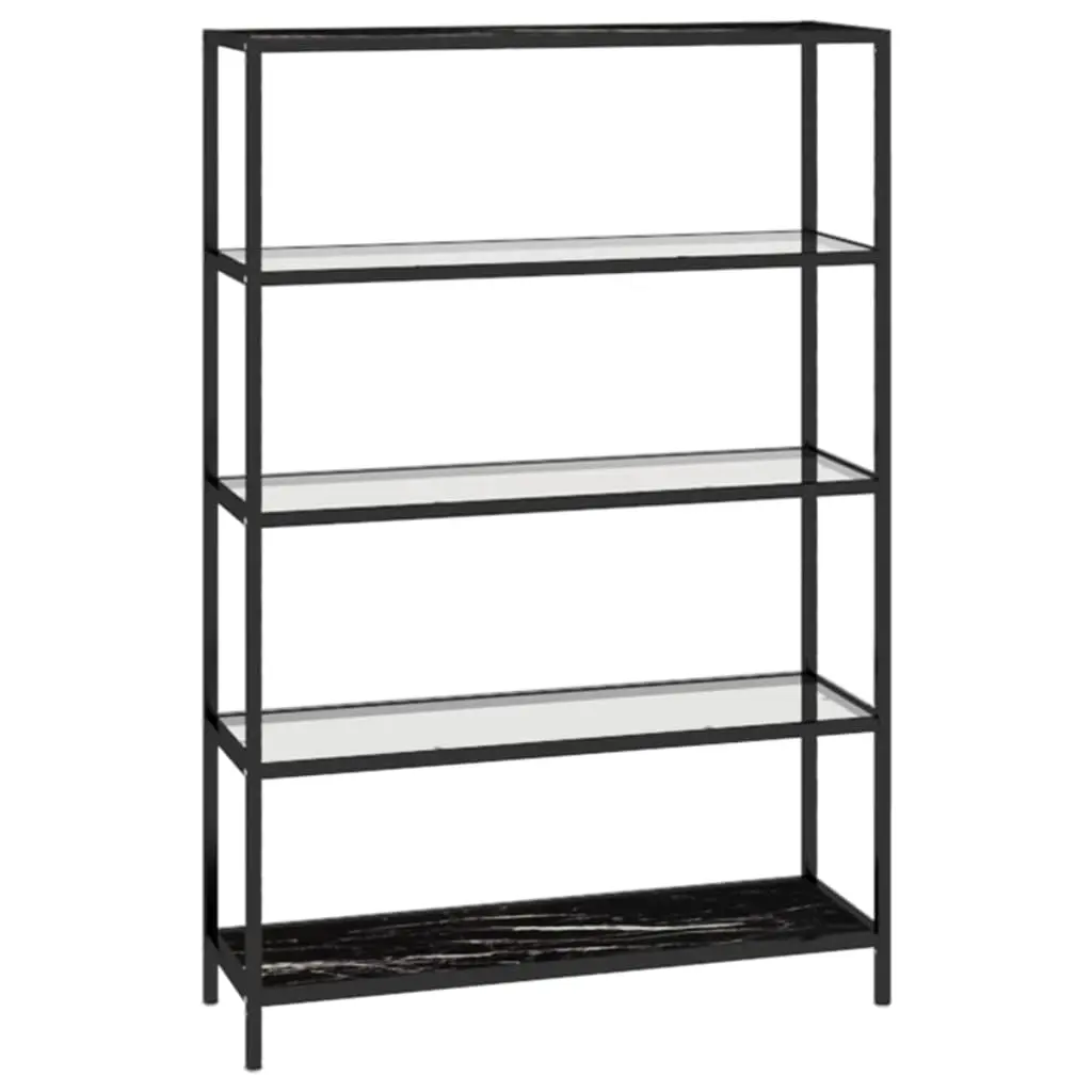 Shelf Black Marble and Transparent 100x36x168 cm Tempered Glass 331639 - Furniture
