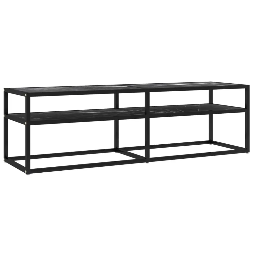 TV Cabinet Black Marble 140x40x40.5 cm Tempered Glass 331717 - Furniture