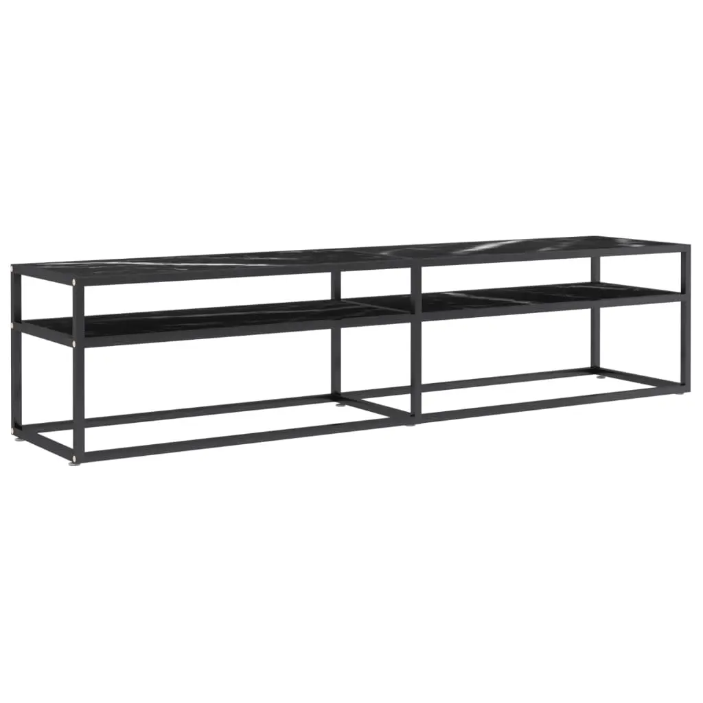 TV Cabinet Black Marble 180x40x40.5 cm Tempered Glass 331725 - Furniture