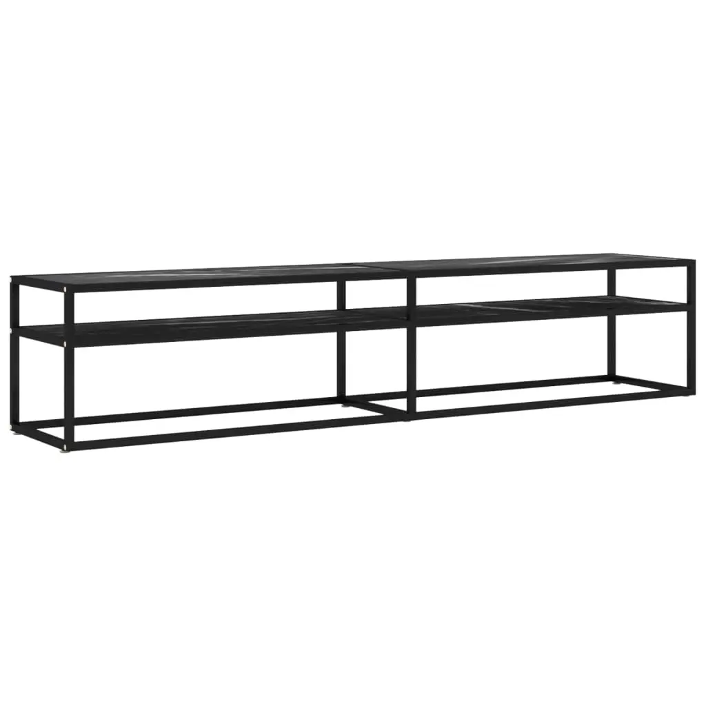TV Cabinet Black Marble 200x40x40.5 cm Tempered Glass 331729 - Furniture