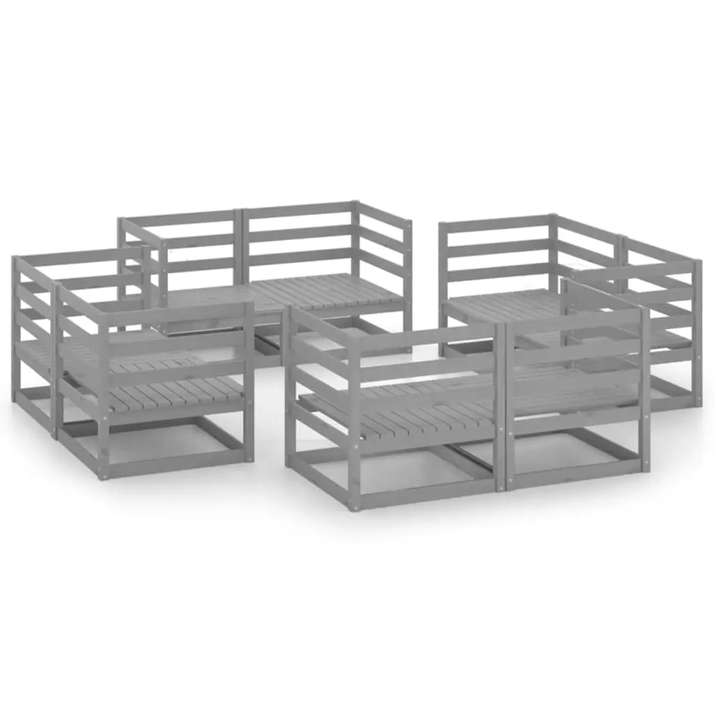 8 Piece Garden Lounge Set Grey Solid Pinewood 3075286 - Furniture