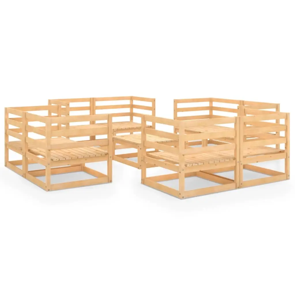 9 Piece Garden Lounge Set Solid Pinewood 3075289 - Furniture