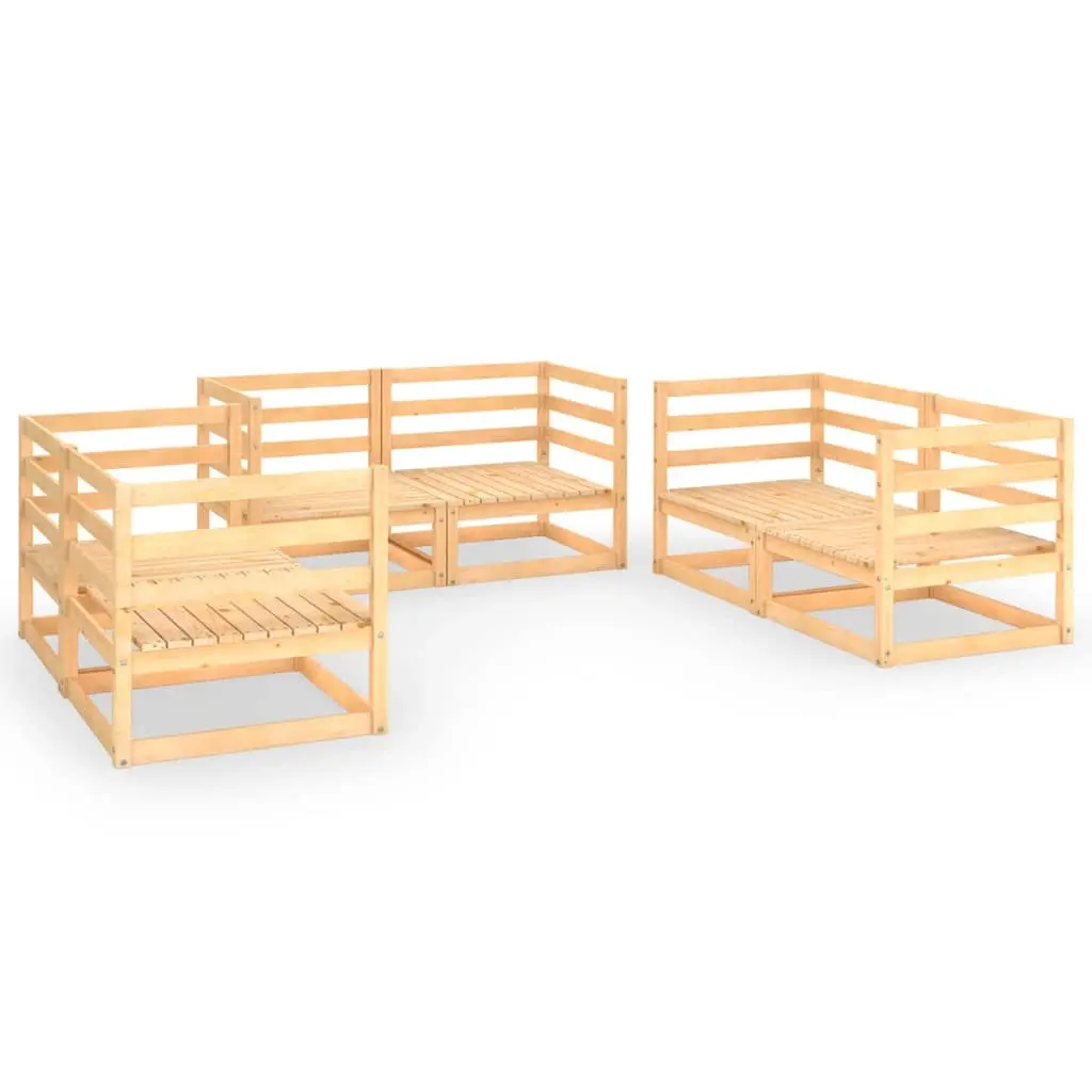 6 Piece Garden Lounge Set Solid Pinewood 3075439 - Furniture