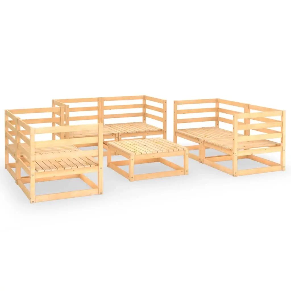 7 Piece Garden Lounge Set Solid Pinewood 3075444 - Furniture