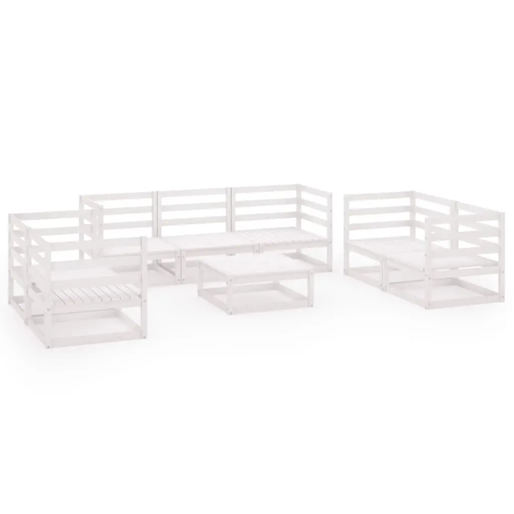 8 Piece Garden Lounge Set White Solid Pinewood 3075455 - Furniture