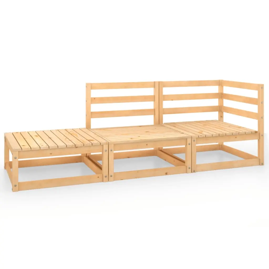 3 Piece Garden Lounge Set Solid Pinewood 3075469 - Furniture