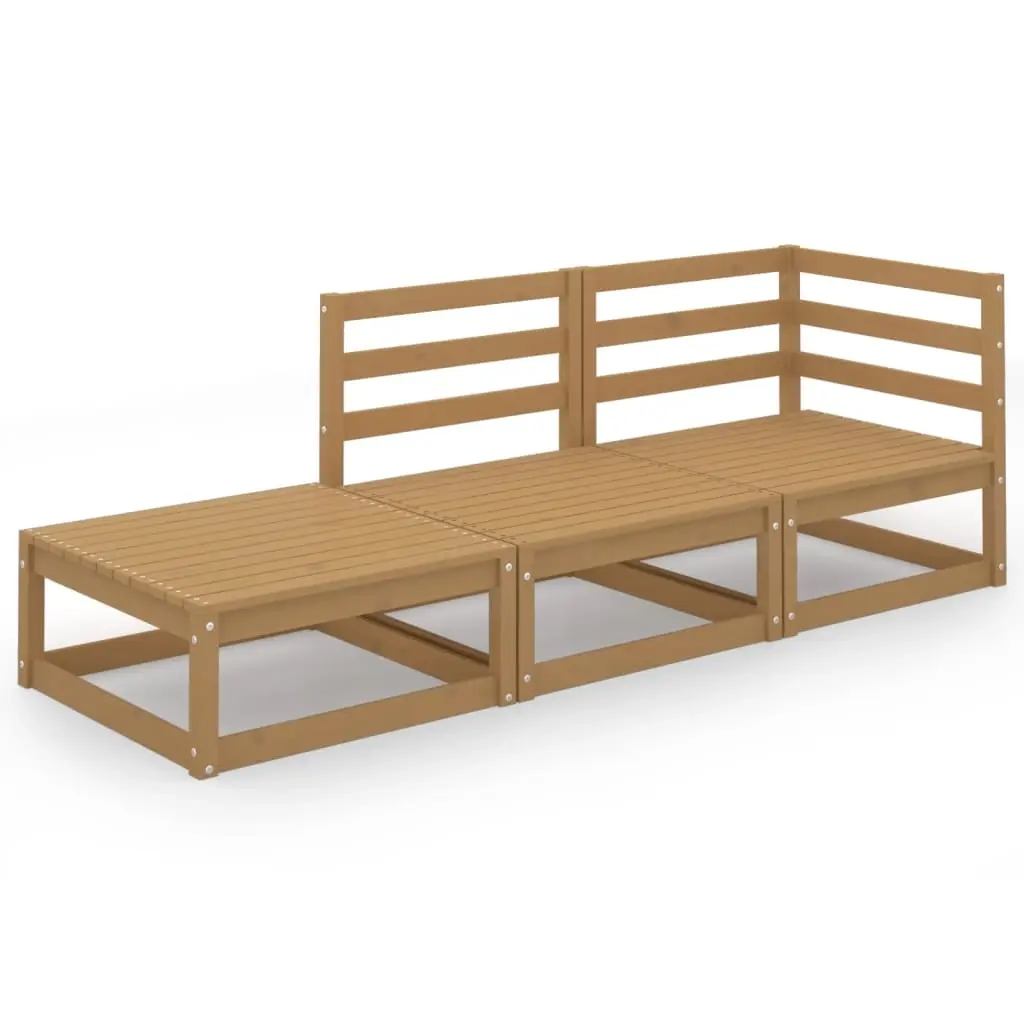 3 Piece Garden Lounge Set Honey Brown Solid Wood Pine 3075472 - Furniture
