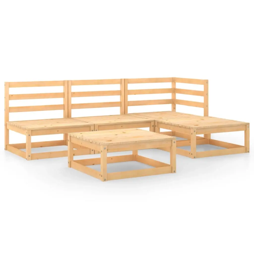 5 Piece Garden Lounge Set Solid Pinewood 3075489 - Furniture
