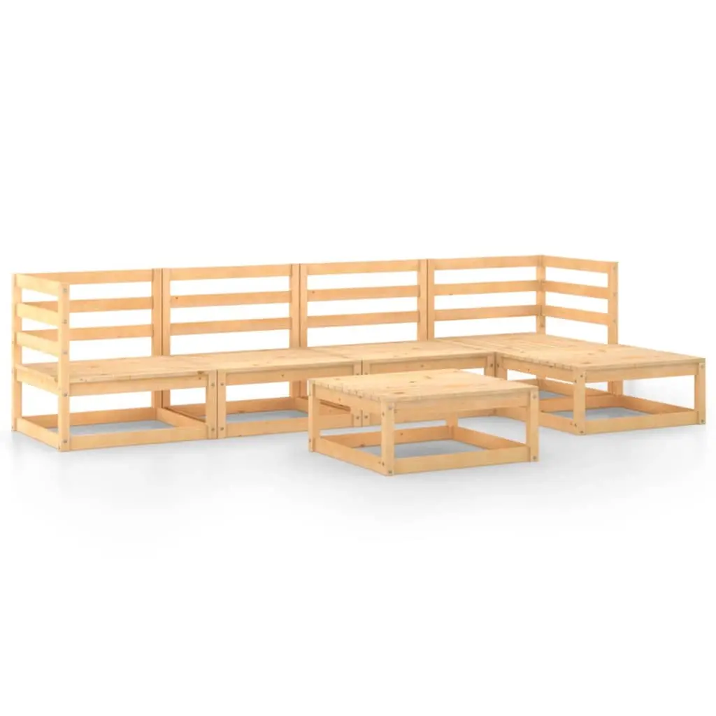 6 Piece Garden Lounge Set Solid Pinewood 3075539 - Furniture