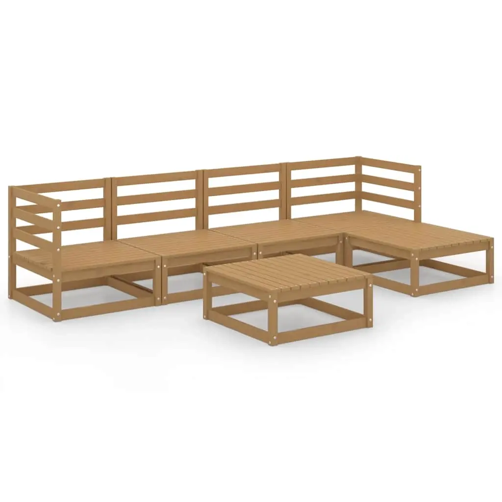 6 Piece Garden Lounge Set Honey Brown Solid Pinewood 3075542 - Furniture