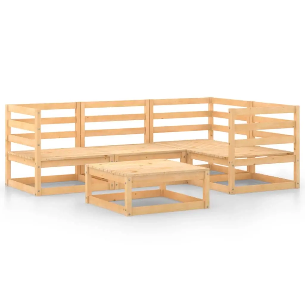 5 Piece Garden Lounge Set Solid Pinewood 3075549 - Furniture