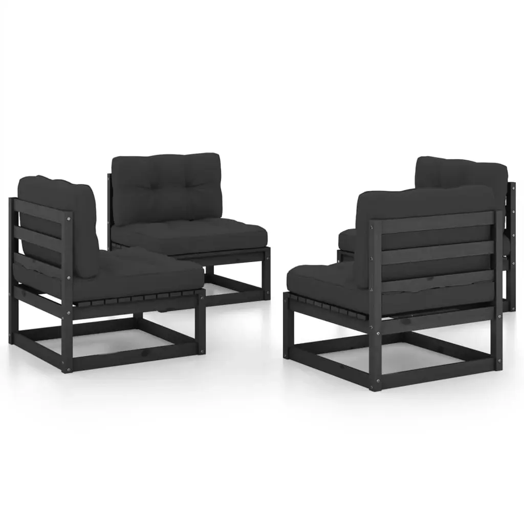 4 Piece Garden Lounge Set with Cushions Solid Pinewood 3076313 - Furniture