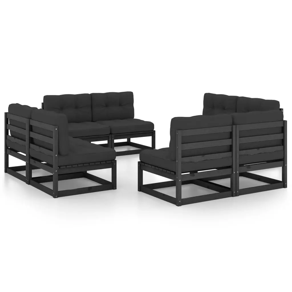 8 Piece Garden Lounge Set with Cushions Solid Pinewood 3076323 - Furniture