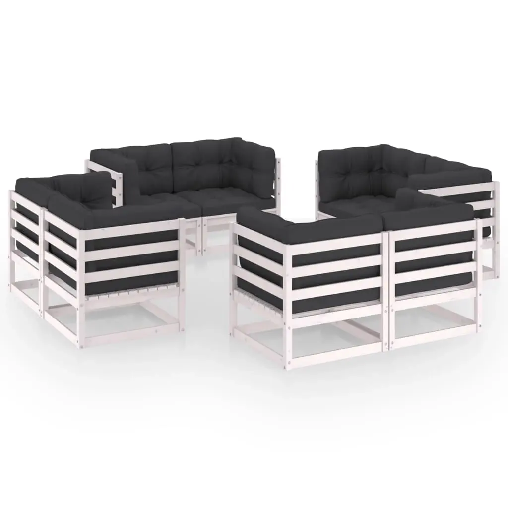 8 Piece Garden Lounge Set with Cushions Solid Pinewood 3076335 - Furniture
