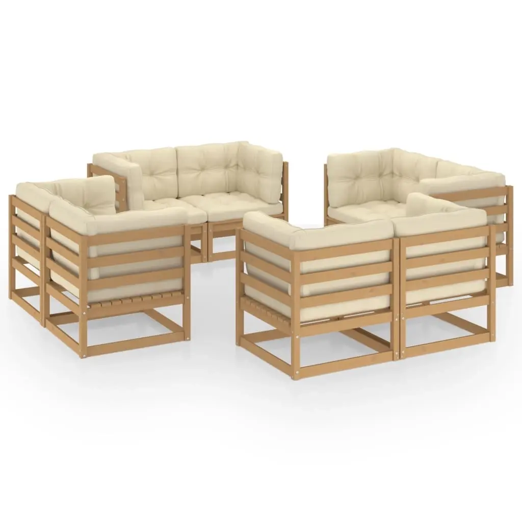 8 Piece Garden Lounge Set with Cushions Solid Pinewood 3076337 - Furniture