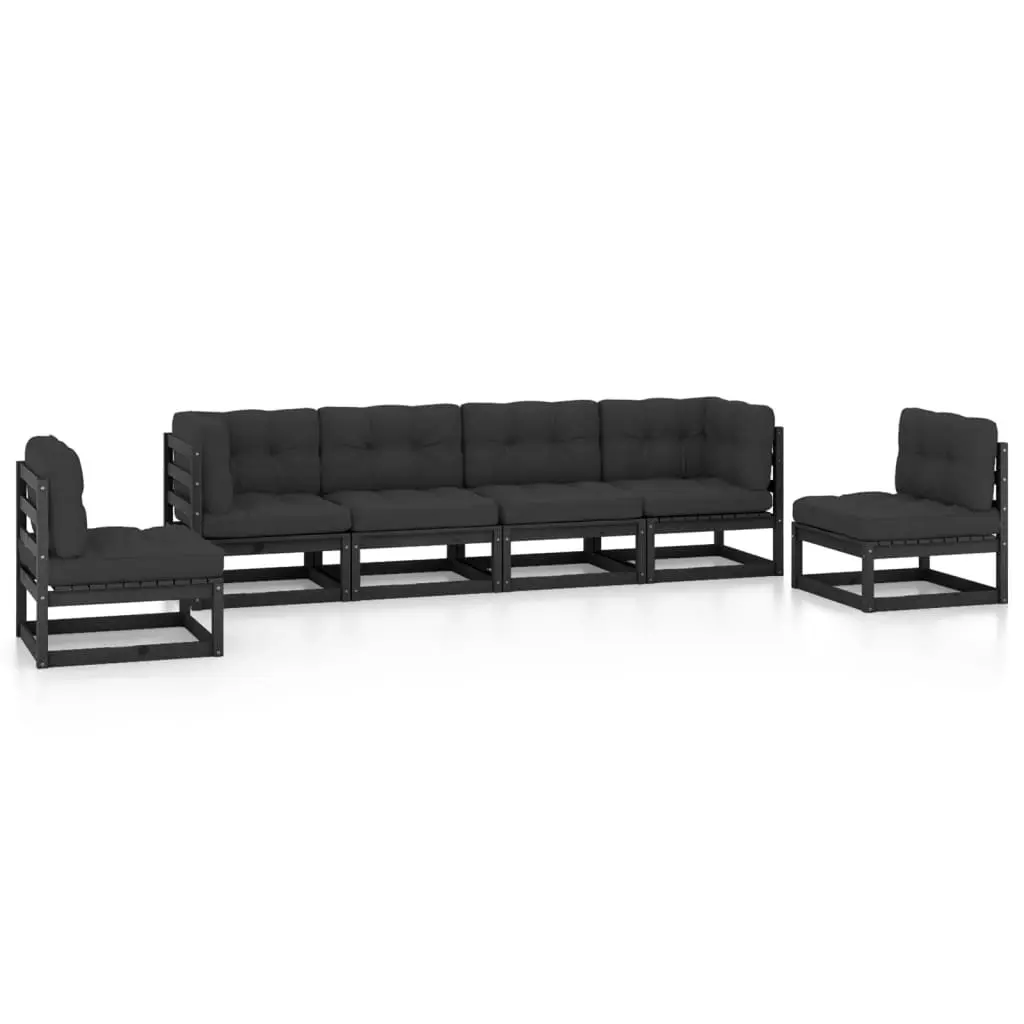 6 Piece Garden Lounge Set with Cushions Solid Pinewood 3076453 - Furniture