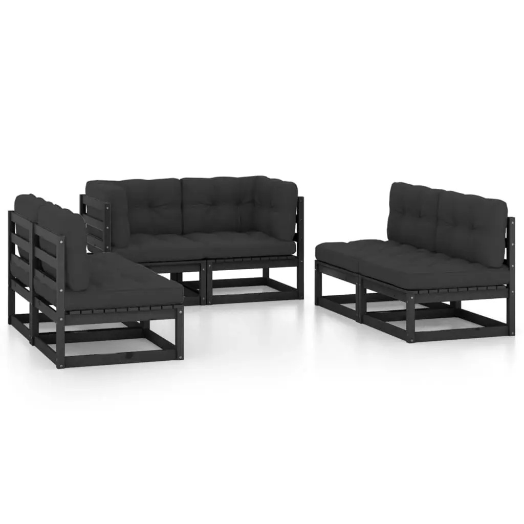 6 Piece Garden Lounge Set with Cushions Solid Pinewood 3076463 - Furniture