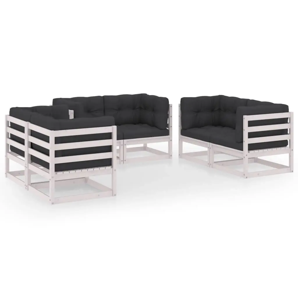 6 Piece Garden Lounge Set with Cushions Solid Pinewood 3076490 - Furniture