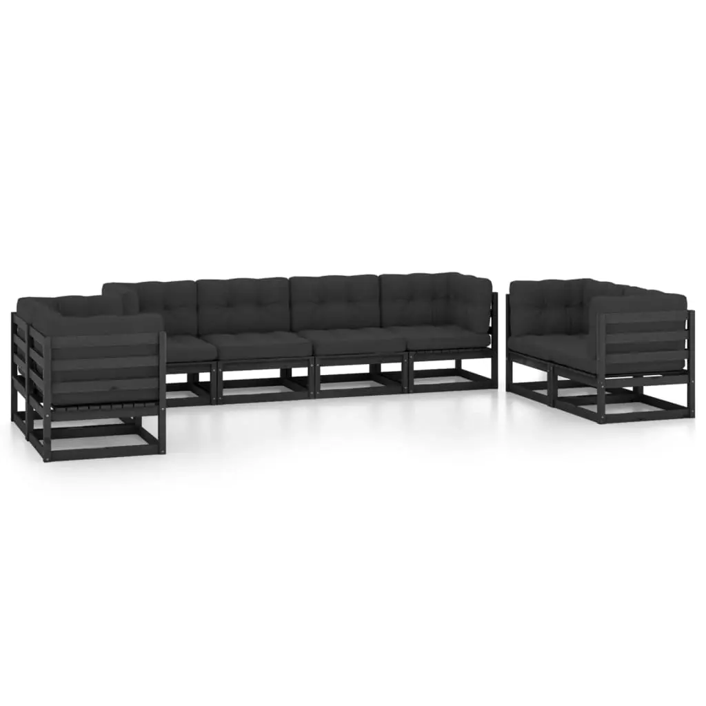 8 Piece Garden Lounge Set with Cushions Solid Pinewood 3076513 - Furniture