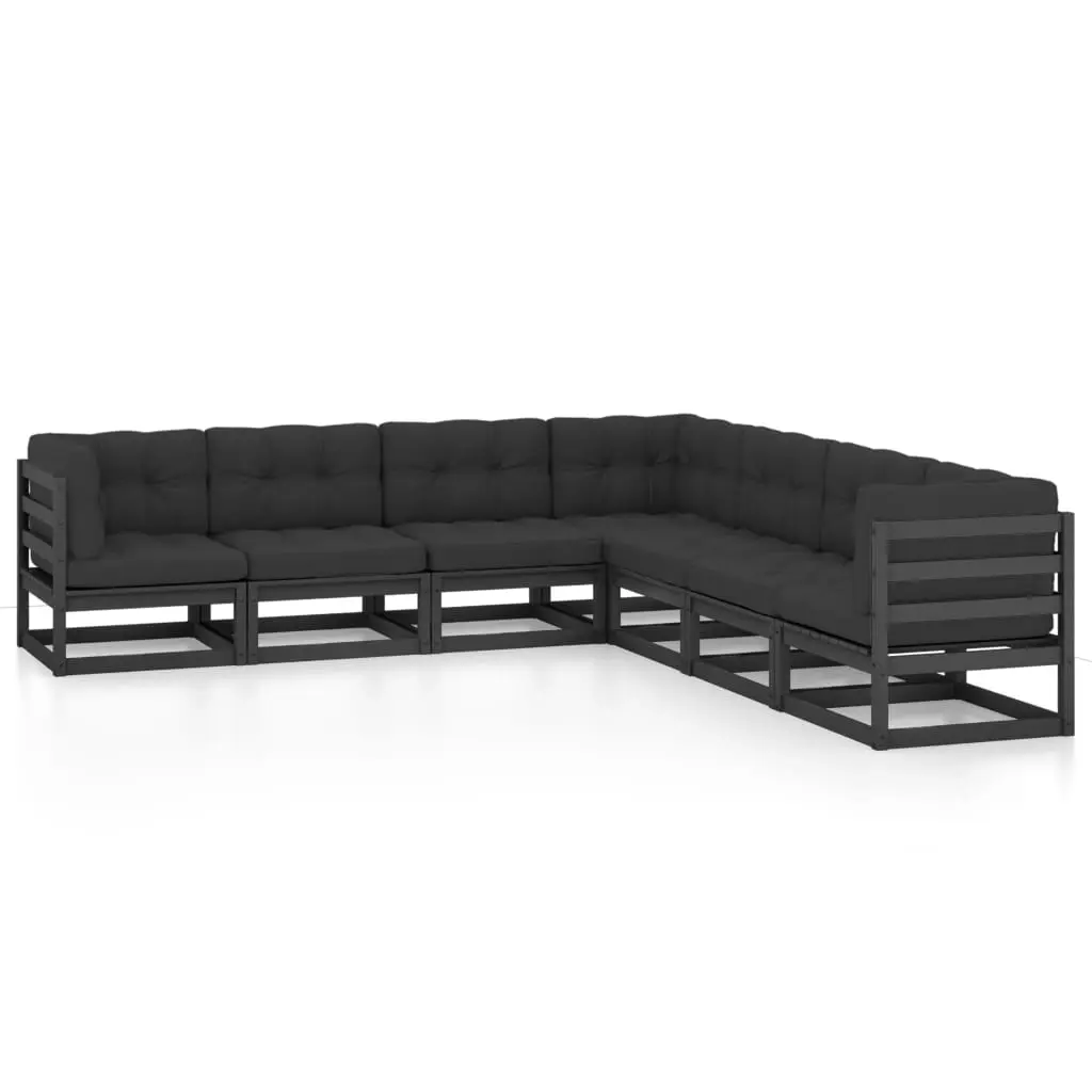 7 Piece Garden Lounge Set with Cushions Solid Pinewood 3076558 - Furniture