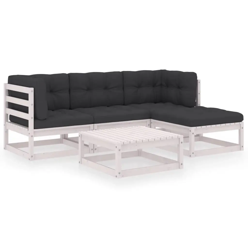 5 Piece Garden Lounge Set with Cushions Solid Pinewood 3076580 - Furniture