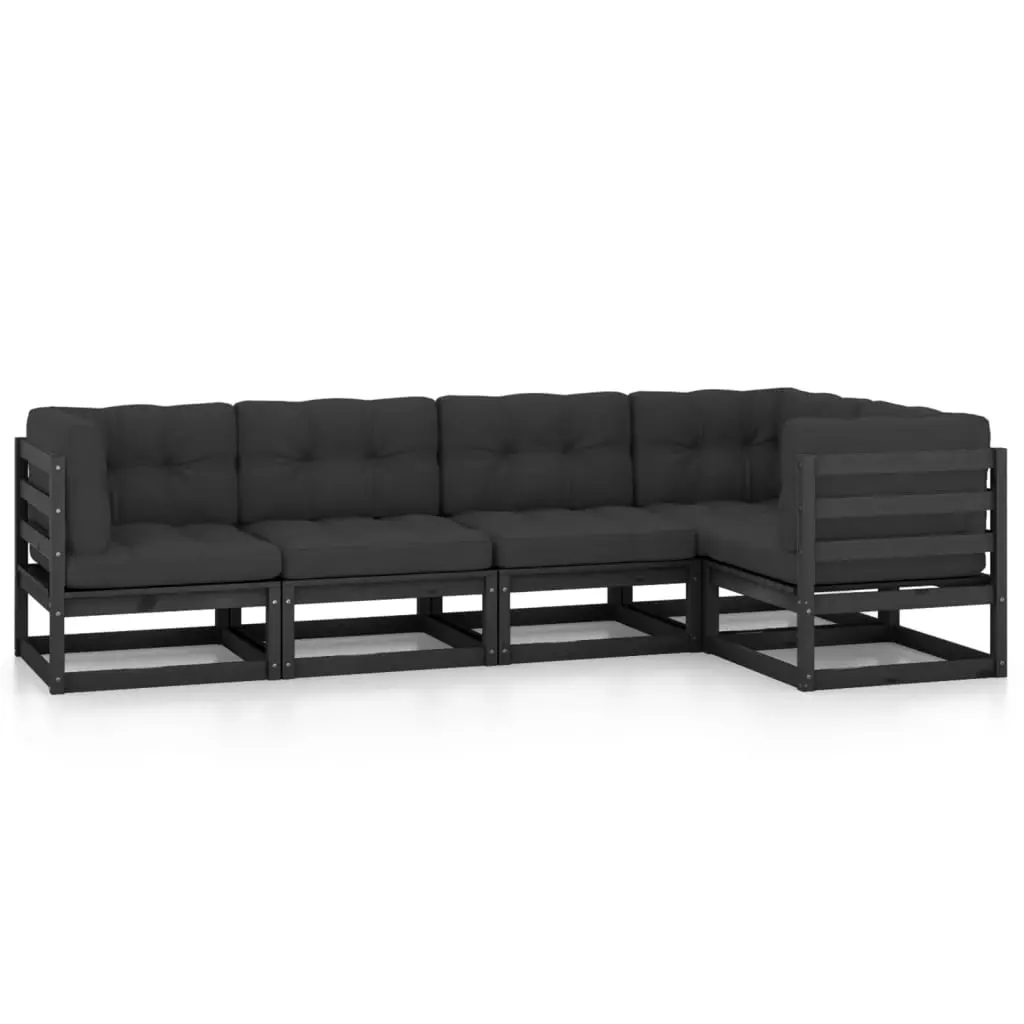 5 Piece Garden Lounge Set with Cushions Solid Pinewood 3076608 - Furniture