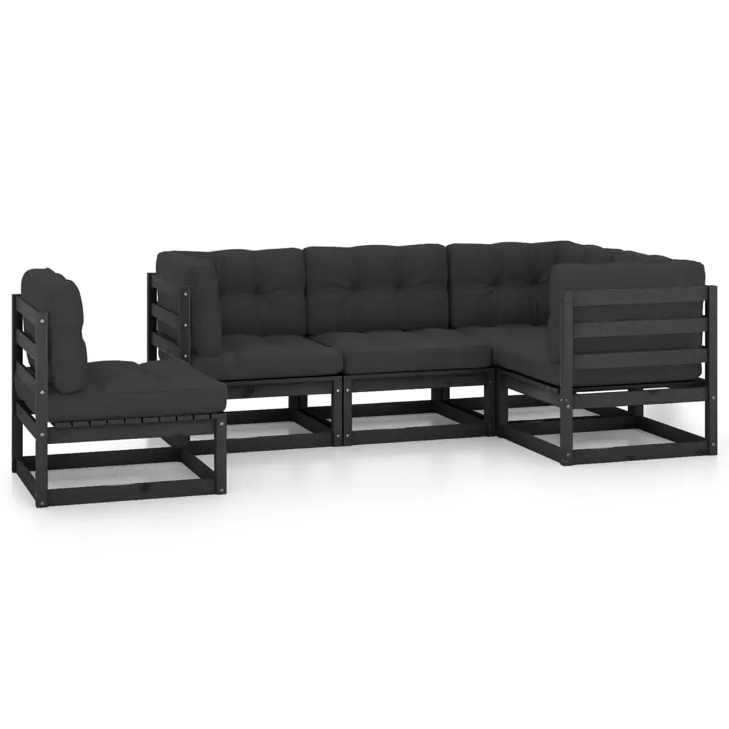 5 Piece Garden Lounge Set with Cushions Solid Pinewood 3076628 - Furniture