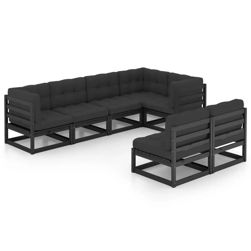 7 Piece Garden Lounge Set with Cushions Solid Pinewood 3076658 - Furniture