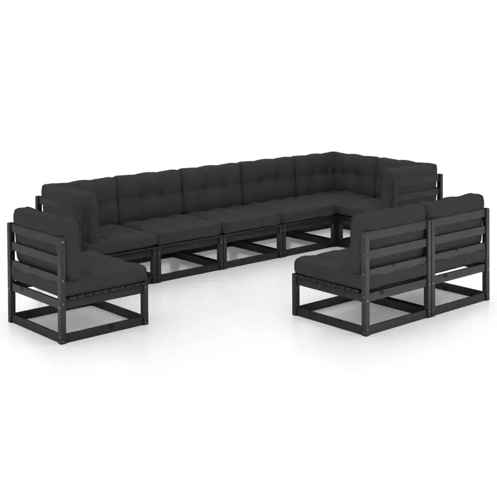 9 Piece Garden Lounge Set with Cushions Solid Pinewood 3076688 - Furniture