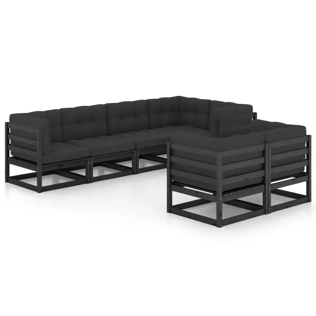 7 Piece Garden Lounge Set with Cushions Solid Pinewood 3076698 - Furniture