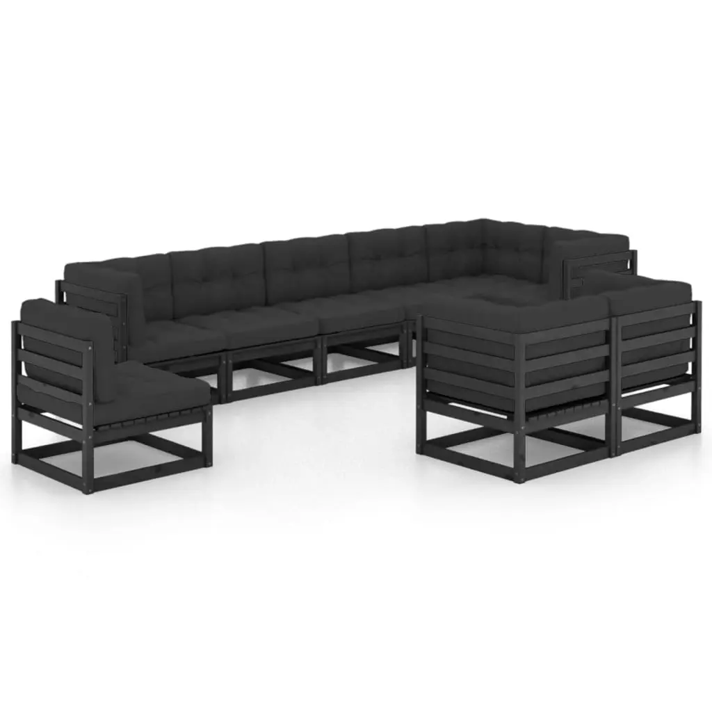 9 Piece Garden Lounge Set with Cushions Solid Pinewood 3076728 - Furniture